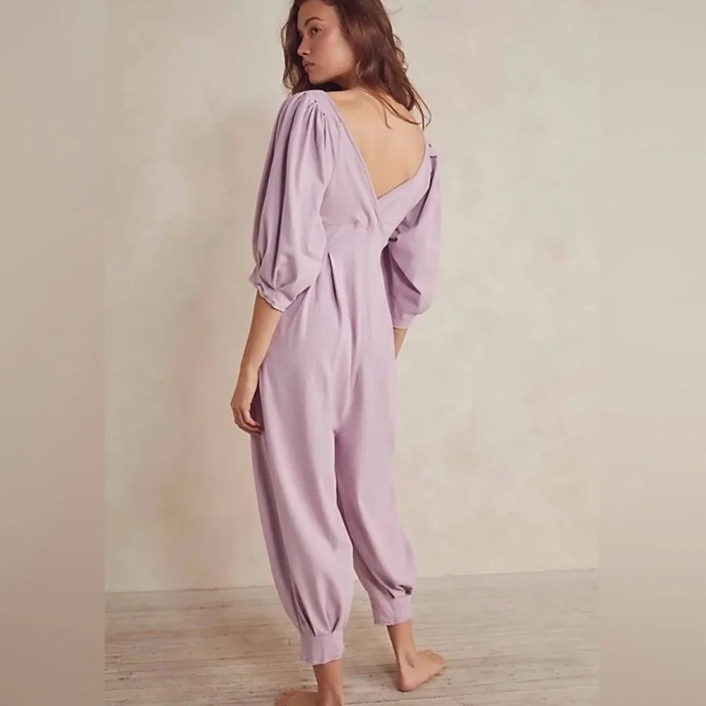 Free People Lavender Puff-Sleeve Jumpsuit - Picture 2 of 11